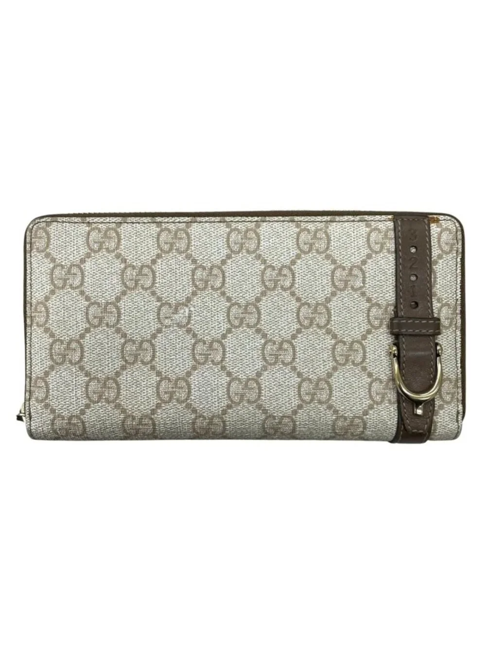 Gucci Zip Around Wallet GG Supreme Belt Beige
